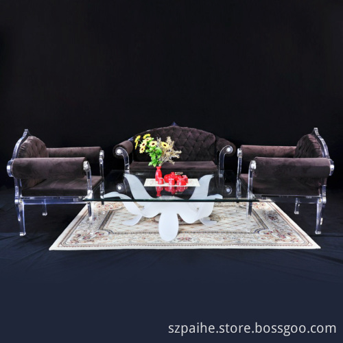 White Acrylic Flower Base Square Coffee Table